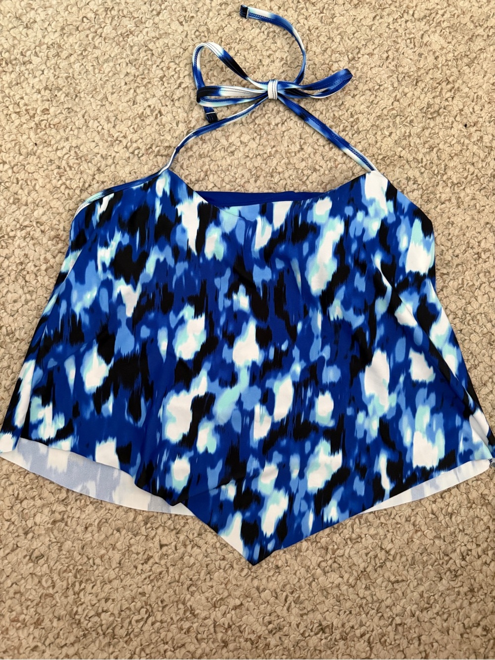 NWT WOMENS MEDIUM 8-10 TANKINI SWIM TOP BLUE TIE DYE